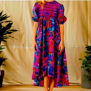 FARM RIO Macaws midi cotton dress.  size S Small